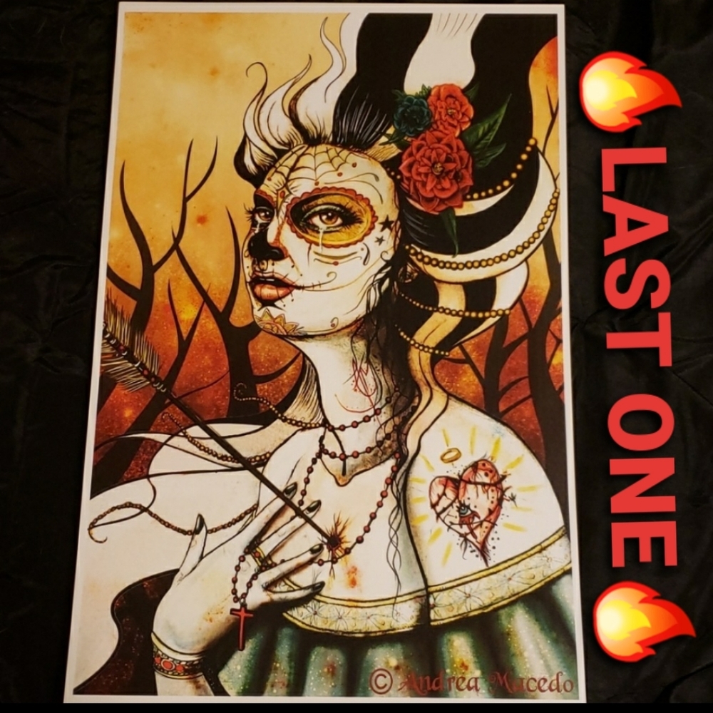Too Fast Shot Heart Sugar Skull 11"x17" Art Print